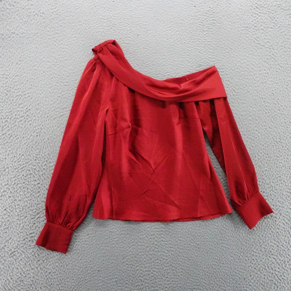 ASTR the Label‎ Womens XS Brick Red One Shoulder Satin Blouse NEW